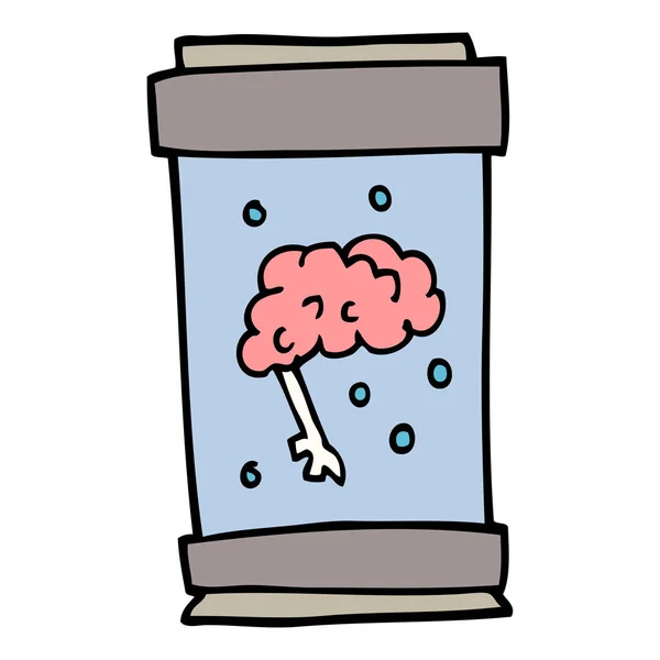 Cartoon Doodle Brain Jar — Stock Vector