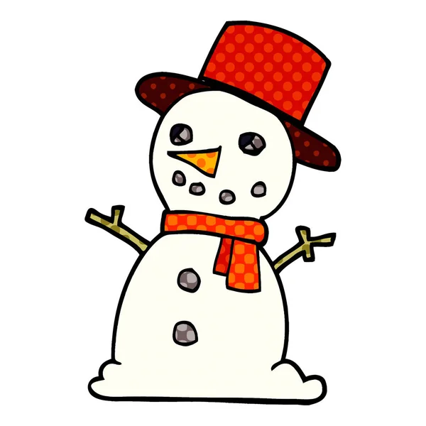 Cartoon Doodle Snowman Vector Illustration — Stock Vector