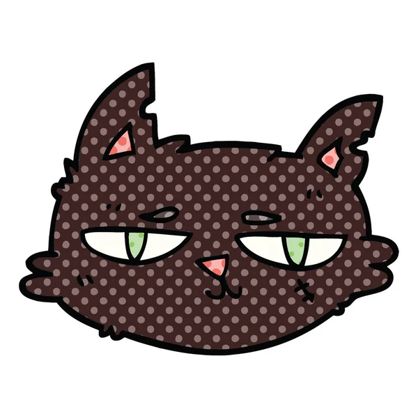 Πρόσωπο Σκληρή Γάτα Του Κόμικ Στυλ Καρτούν — Διανυσματικό Αρχείο