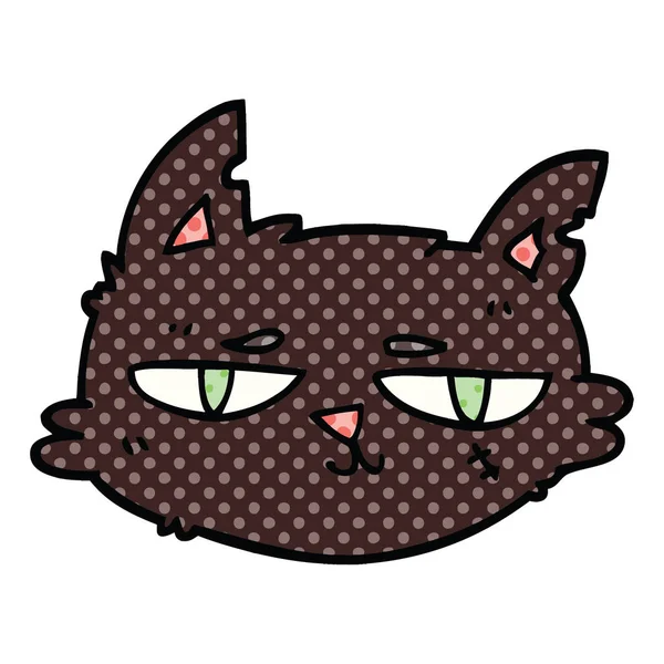 Bande Dessinée Style Bande Dessinée Dur Chat Visage — Image vectorielle