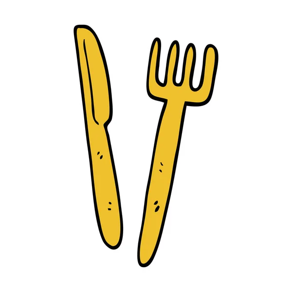 Cartoon Doodle Knife Fork — Stock Vector