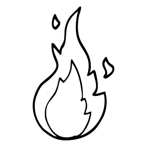 Simbolo Fiamma Del Cartone Animato Bianco Nero — Vettoriale Stock