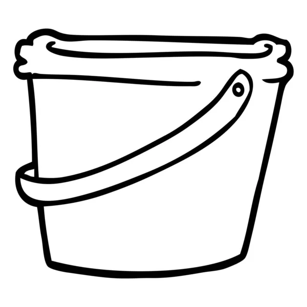 Line Drawing Cartoon Bucket — Stock Vector
