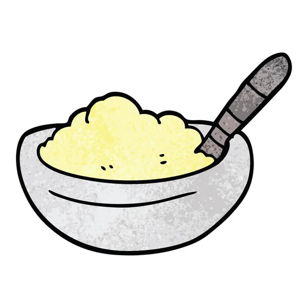 Doodle Kreskówka Miska Puree Ziemniaczanym — Wektor stockowy