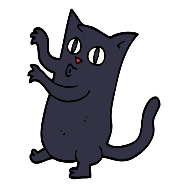 Γελοιογραφία Doodle Spooky Μαύρη Γάτα — Διανυσματικό Αρχείο