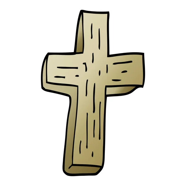 Cartoon Doodle Wooden Cross — Stock Vector