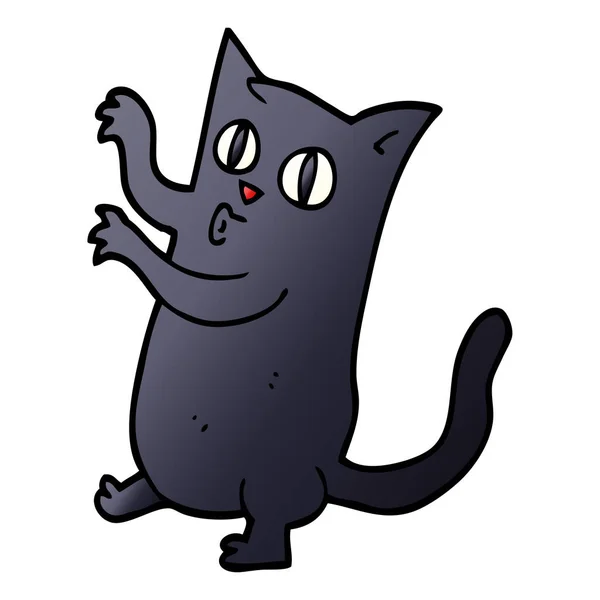 Dibujos Animados Garabato Espeluznante Gato Negro — Vector de stock