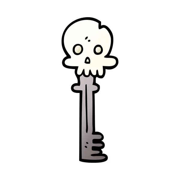 Cartoon Doodle Spooky Schedel Sleutel — Stockvector