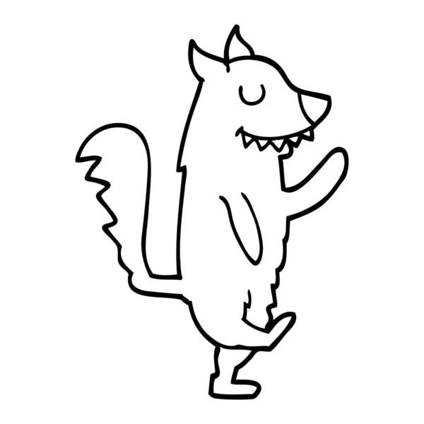 Line Drawing Cartoon Dancing Dog — Stock Vector