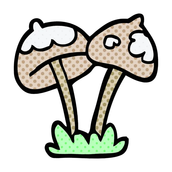 Dessin Animé Doodle Champignon Vecteur Illustration — Image vectorielle