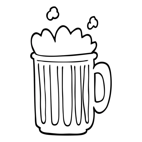 Linha Desenho Cartoon Tankard Cerveja — Vetor de Stock