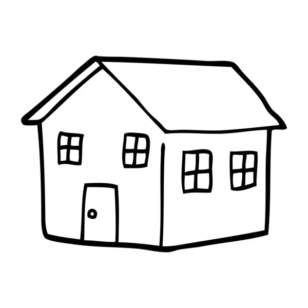 Linha Desenho Desenhos Animados Casa Tradicional — Vetor de Stock