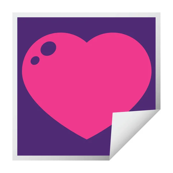 Heart Peeling Sticker Graphic Vector Illustration Square Peeling Sticker — Stock Vector