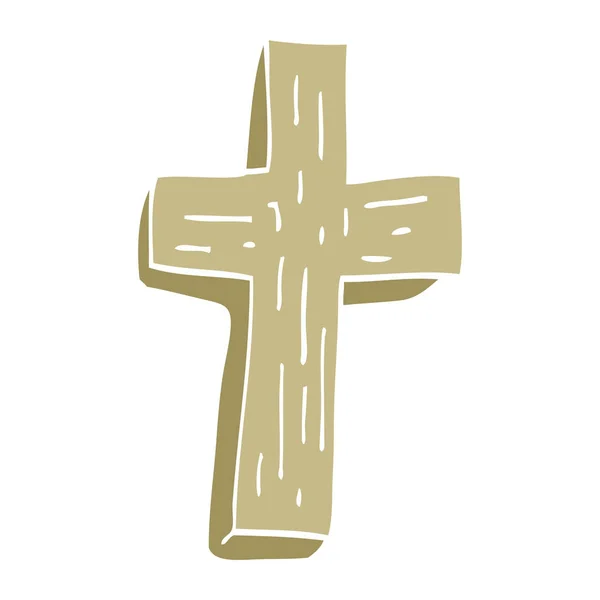 Cartoon Doodle Dřevěný Kříž — Stockový vektor