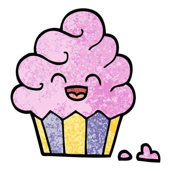 Cupcake Καρτούν Εικονογράφηση Grunge Υφής — Διανυσματικό Αρχείο