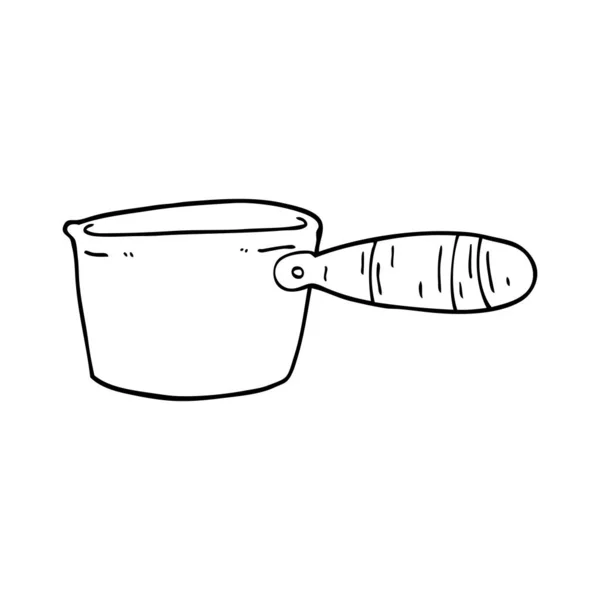 Γραμμικό Σχέδιο Καρτούν Μαγείρεμα Τηγάνι — Διανυσματικό Αρχείο