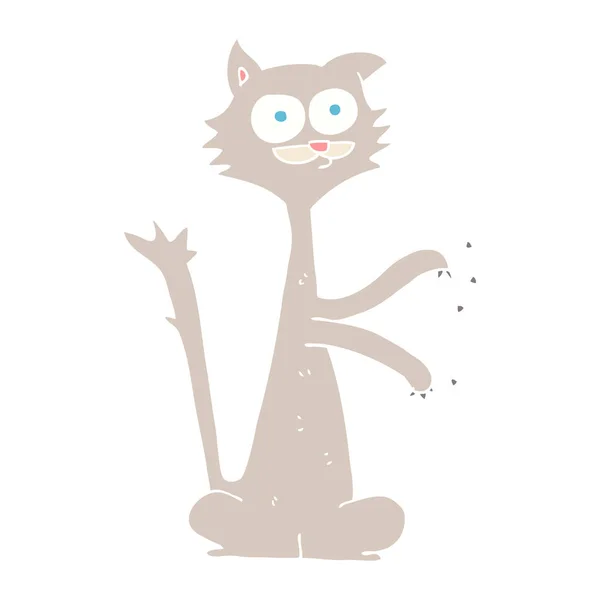フラットな色を傷付けている猫のイラスト — ストックベクタ
