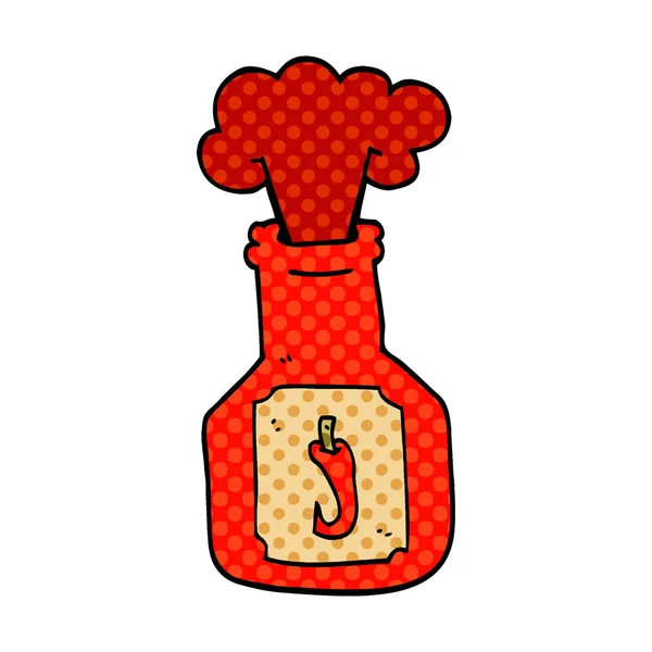 Cartoon Doodle Salsa Peperoncino Piccante — Vettoriale Stock