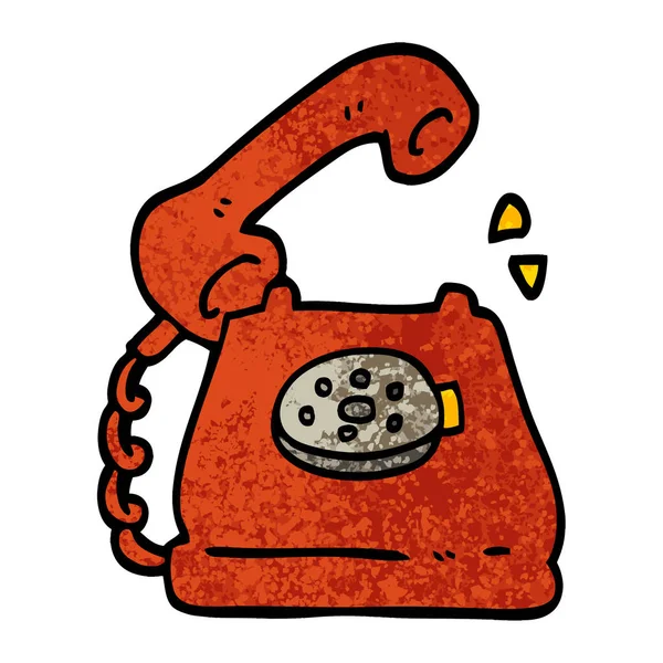 Grunge Texturierte Illustration Cartoon Telefonklingeln — Stockvektor