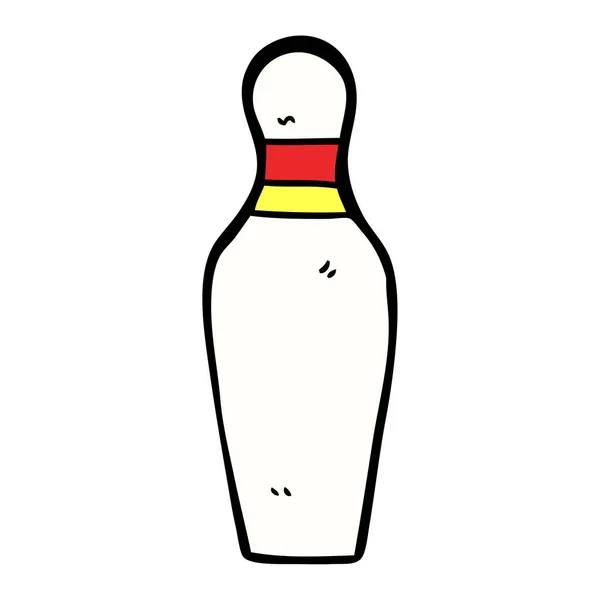 Çizgi Film Doodle Bowling Pin — Stok Vektör