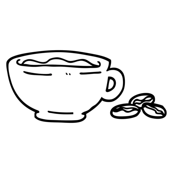 Taza Espresso Dibujos Animados Blanco Negro — Archivo Imágenes Vectoriales