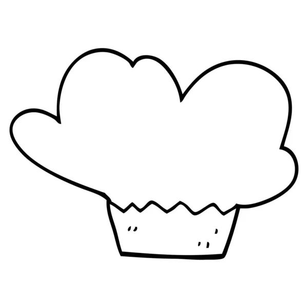 Line Drawing Cartoon Cupcake — Stock Vector