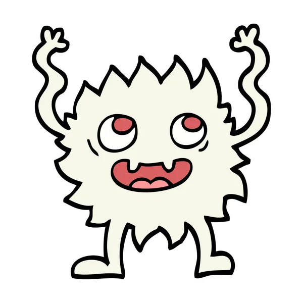 Handgezeichnetes Doodle Stil Cartoon Lustiges Pelziges Monster — Stockvektor