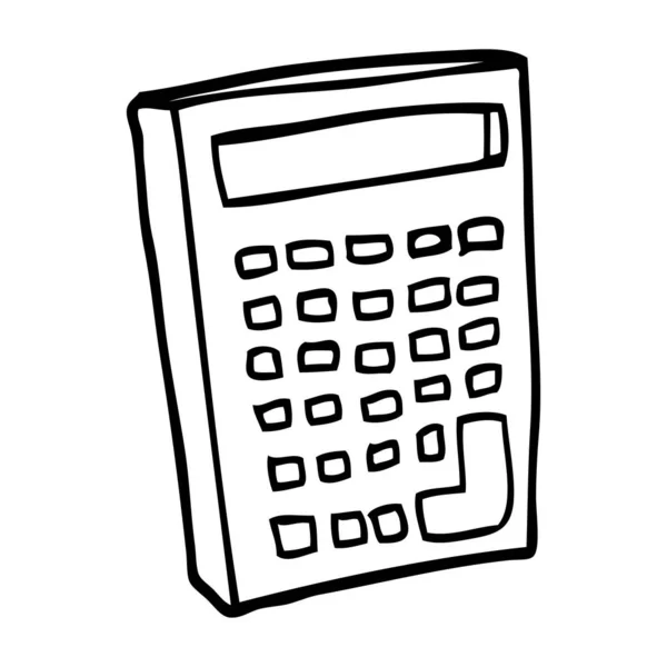 Dibujo Línea Dibujos Animados Una Calculadora — Vector de stock