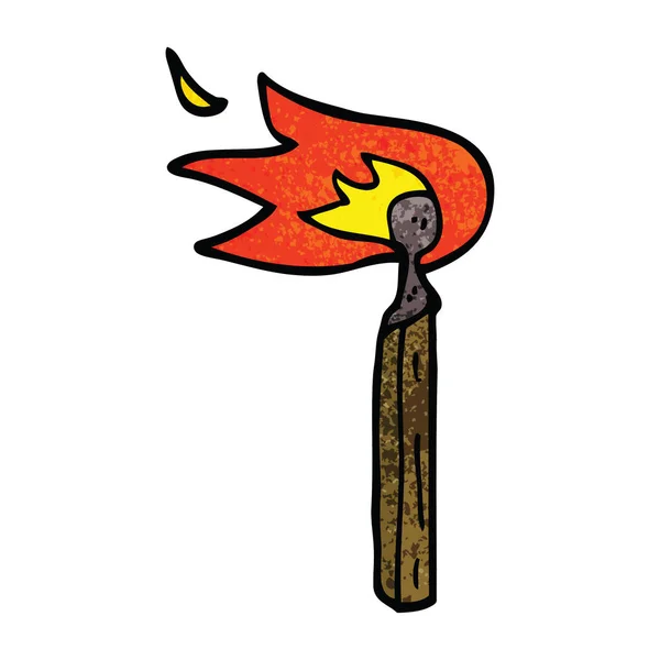 Cartoon Doodle Burning Match — Stock Vector