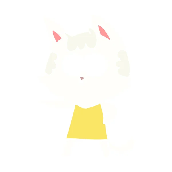 Glücklich Flache Farbe Stil Cartoon Katze Kleid Zeigt — Stockvektor