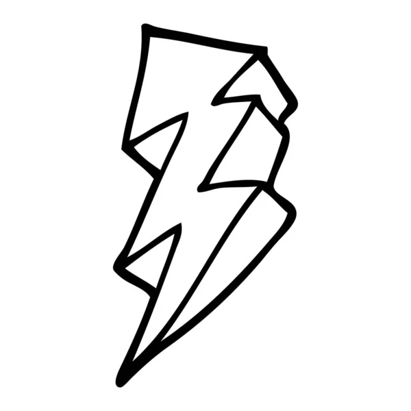 Line Drawing Cartoon Lightning Bolt — Stock Vector