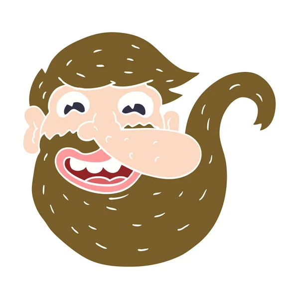 Barbudo Dibujos Animados Doodle Hombre — Vector de stock