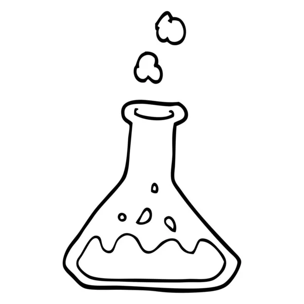 Lijntekening Cartoon Chemicaliën Fles — Stockvector