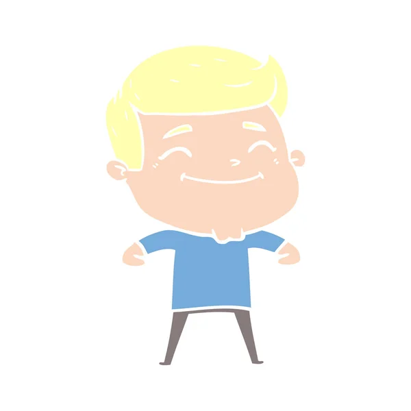 Happy Flat Color Style Cartoon Man — Stock Vector