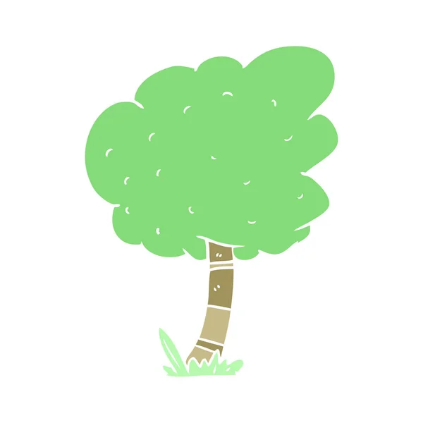 Flat Color Style Cartoon Tree — Stock Vector