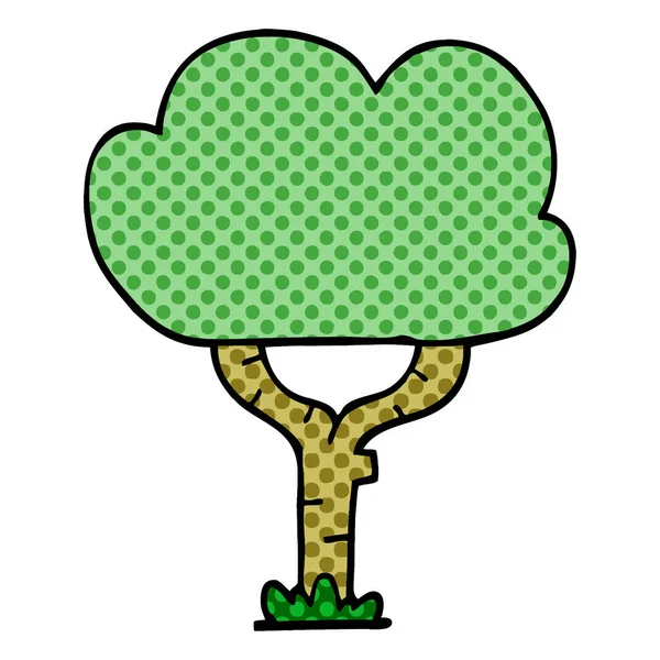 Árbol Garabatos Dibujos Animados Aislado Sobre Fondo Blanco — Vector de stock