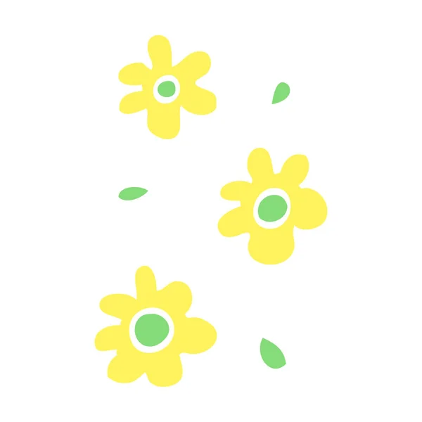 Flat Color Illustration Cartoon Flower Heads — Stock Vector