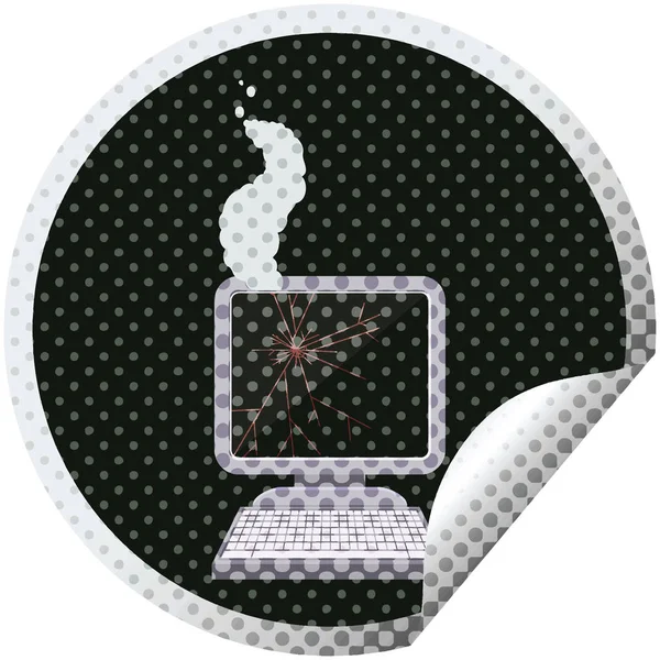 Kırık Bilgisayar Grafik Vektör Çizim Dairesel Etiket — Stok Vektör