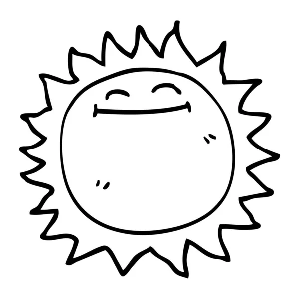 Рисование Линии Сияющее Солнце Мультфильма — стоковый вектор