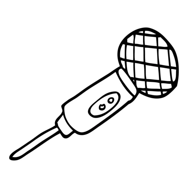 Line Drawing Cartoon Microphone — Stock Vector