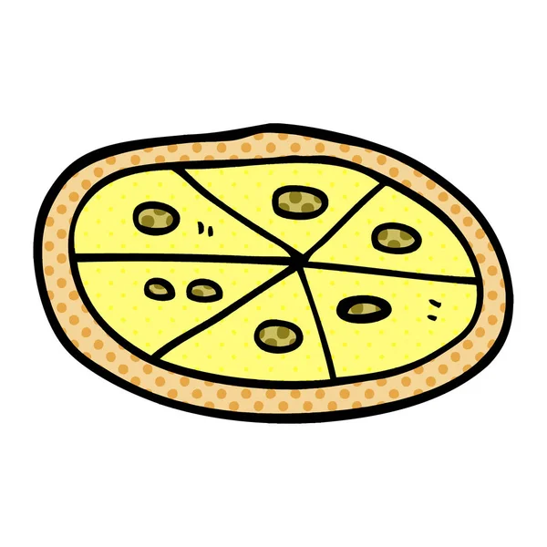 Γελοιογραφία Doodle Πίτσα Διάνυσμα Εικονογράφηση — Διανυσματικό Αρχείο