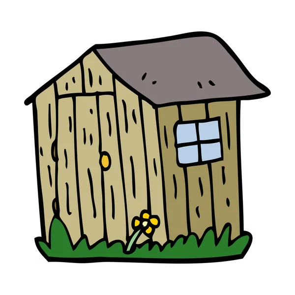 Cartoon Doodle Wooden Shed — Stock Vector