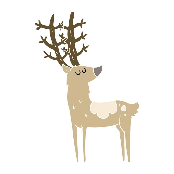 Illustration Couleur Plate Cerf — Image vectorielle