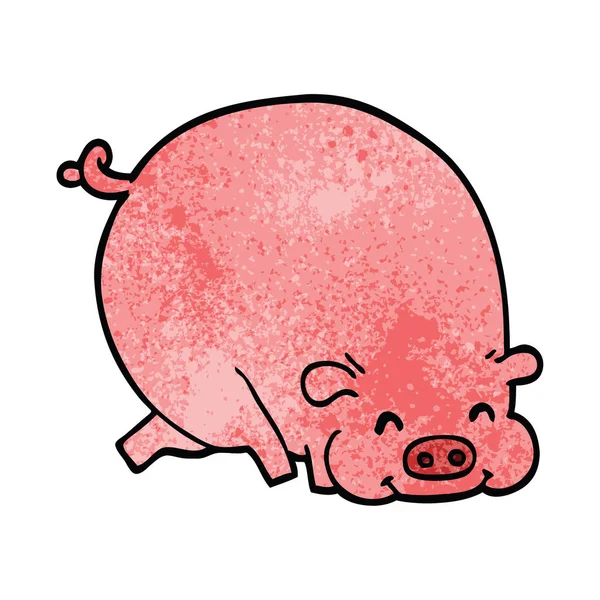 Desenho Animado Doodle Porco Gordo — Vetor de Stock