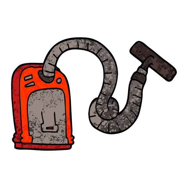 Grunge Textured Illustration Cartoon Vacuum Cleaner — Stock Vector