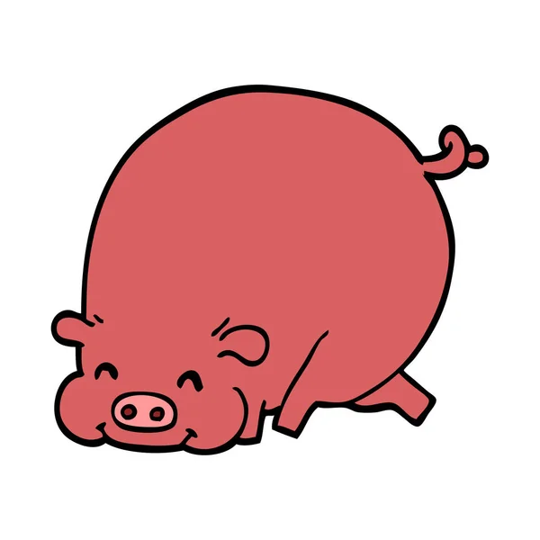 Zeichentrick Doodle Fettes Schwein — Stockvektor