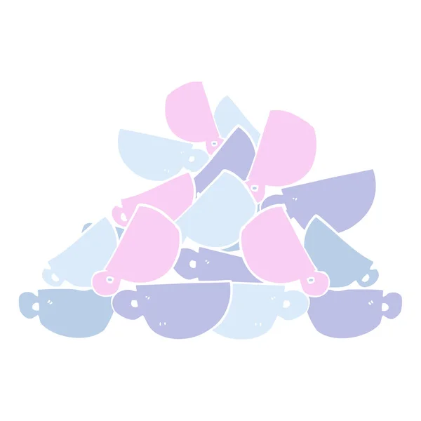 Illustration Couleur Plate Tasses Café — Image vectorielle