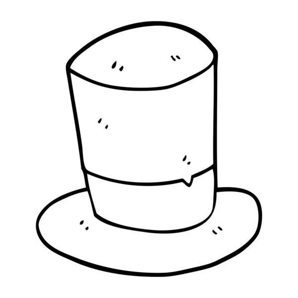Line Drawing Cartoon Top Hat — Stock Vector