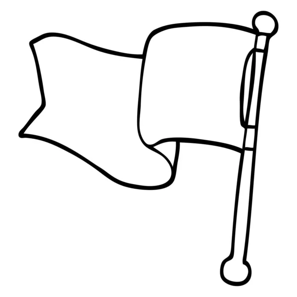 Linha Desenho Cartoon Bandeira Vermelha —  Vetores de Stock