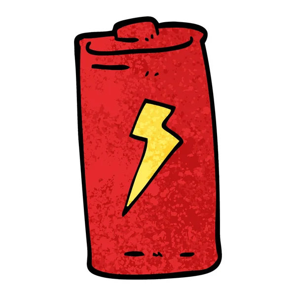 Grunge Texturizado Ilustração Cartoon Bateria — Vetor de Stock